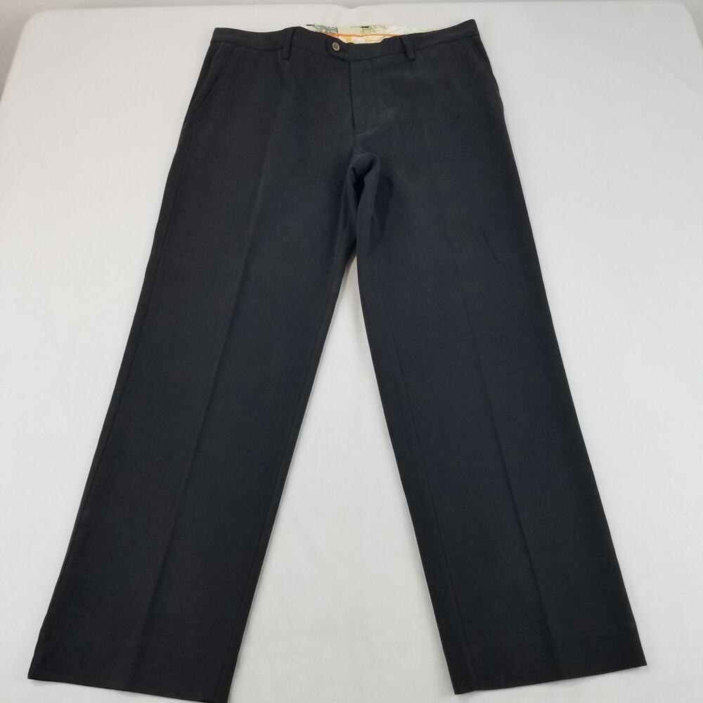 Tommy Bahama Pants Mens 36x30 Black Flat Front Straight Leg Chino Casual Golf